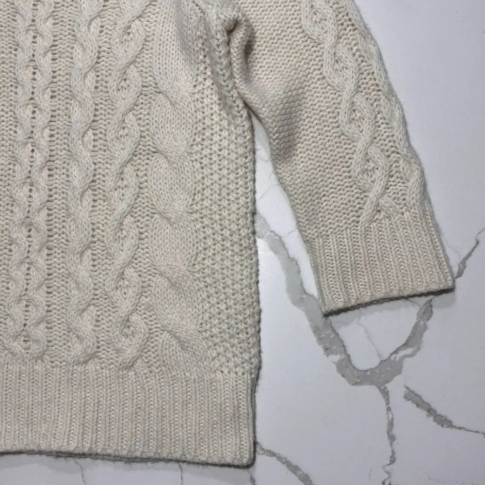 J. Crew Women's Ivory Cream Alpaca Merino Wool Blend Sweater XS Classic Knitted